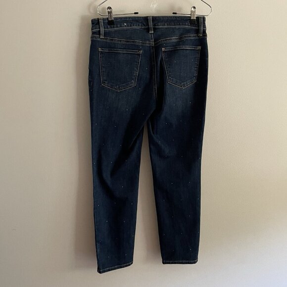 Talbots 6P Dark Wash Denim Stretch Mid Rise Studded Flawless Slim Ankle Jeans - Picture 7 of 10
